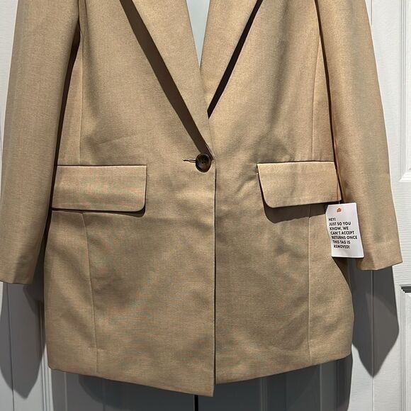 ASOS Tan/Gold Lined‎ Oversized Fit (see measurements) Blazer Size 6 NWT - Picture 3 of 15